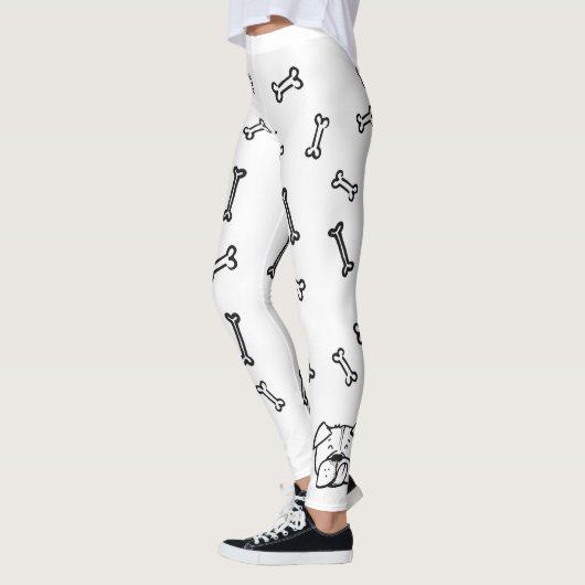 Leggings with english bulldog and bones pattern (Gauche)