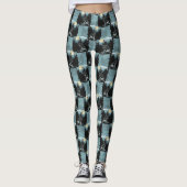 Leggings Wolf Howling À Moon Design Motif (Devant)