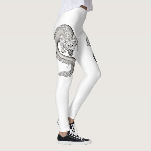 Leggings Wolfdragon design noir et blanc (Droite)