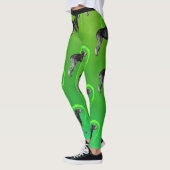 Leggings Wolfhound irlandais noir au coeur vert (Gauche)