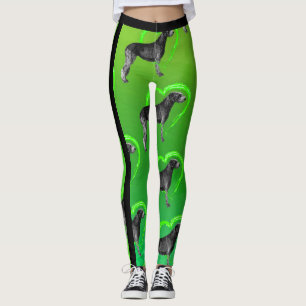 Leggings Wolfhound irlandais noir au coeur vert
