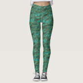 Leggings Women - Blue And Gold Pattern (Voorkant)