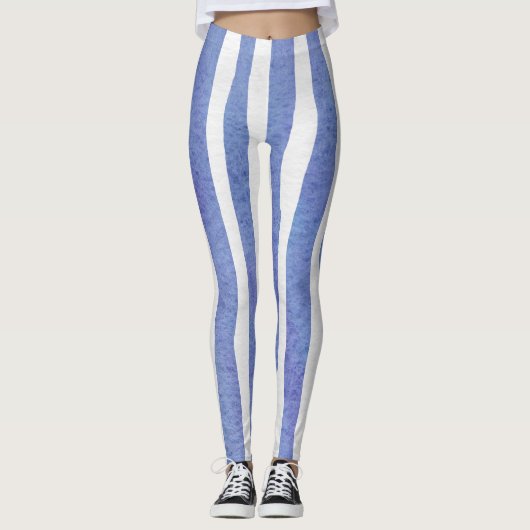 Leggings Women - Blue Stripe Pattern (Voorkant)