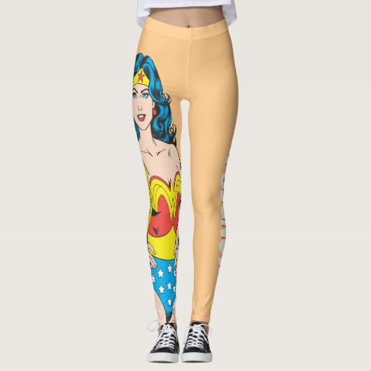 Leggings Wonder Woman | Pose Vintage avec Lasso (Devant)
