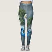 Leggings Wonderful pelican with wave and palm trees (Devant)