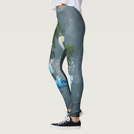 Leggings Wonderful pelican with wave and palm trees (Gauche)
