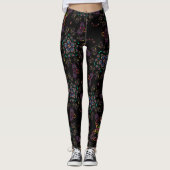 Leggings Wonderland fou kitty géométrique noir émeraude (Devant)