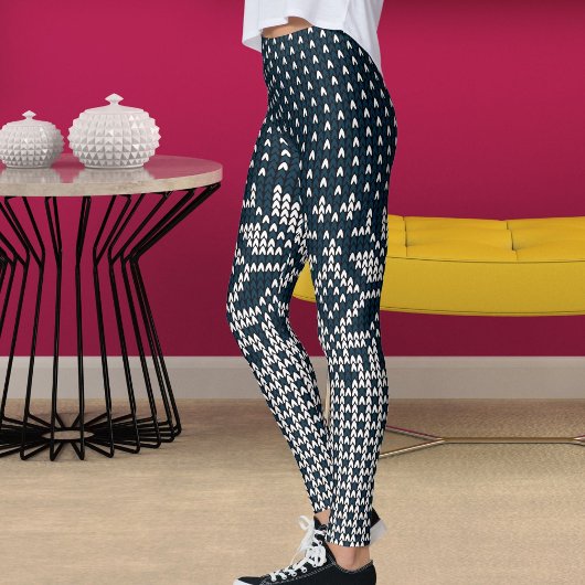 Leggings Wool Knitted Christmas And New Year Flower Pattern