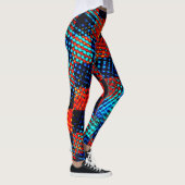 Leggings Xadrez azul, laranja, faux sujo ou manchado. (Droite)