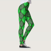 Leggings Xadrez verde falsa grama ou folhas de coqueiro. (Droite)