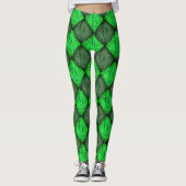 Leggings Xadrez verde falsa grama ou folhas de coqueiro. (Devant)