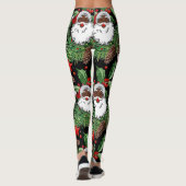 Leggings xmas holly black santa claus (Dos)