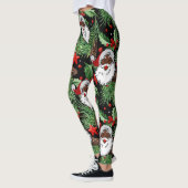 Leggings xmas holly black santa claus (Gauche)