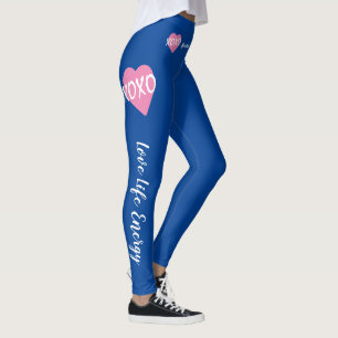 Leggings XOXO Coeur rose Blanc XOXO Hugs Baisers Bleu