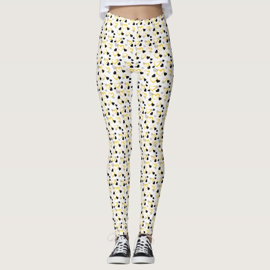 Leggings yellow and black hearts (Devant)