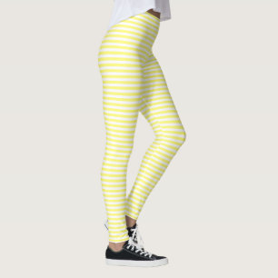 Leggings Yellow and White Horizontal Pinstripe Summer Look