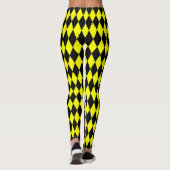 Leggings Yellow Black Harlequin Diamonds Checkers Design  (Dos)