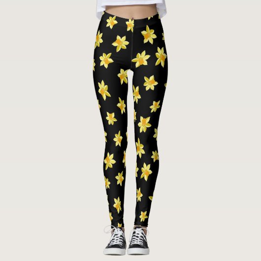 Leggings Yellow daffodil flowers seamless (Devant)