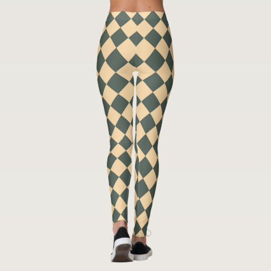 Leggings Yellow Green Checker Diamond Pattern (Dos)