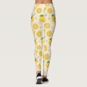 Leggings Yellow Lemon Watercolor Citrus Pattern (Dos)