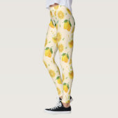 Leggings Yellow Lemon Watercolor Citrus Pattern (Gauche)