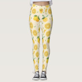 Leggings Yellow Lemon Watercolor Citrus Pattern (Devant)