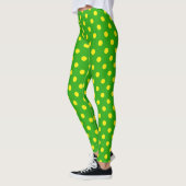 Leggings Yellow On Green Polka Dots Pattern Design  (Gauche)