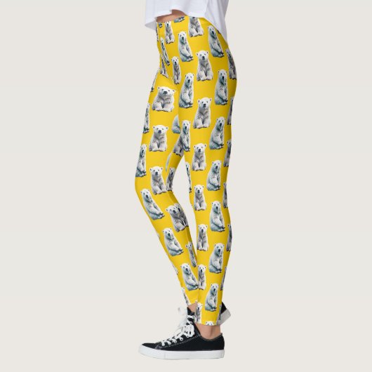 Leggings Yellow Polar Bear Pattern Design  (Gauche)