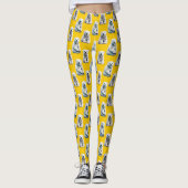Leggings Yellow Polar Bear Pattern Design  (Devant)