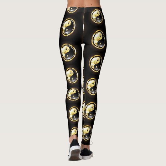 Leggings Yin Yang or sur noir (Dos)
