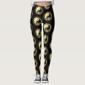 Leggings Yin Yang or sur noir (Devant)