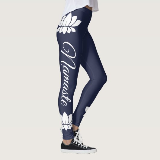 Leggings Yoga de fleur de Namaste Lotus blanc (Droite)