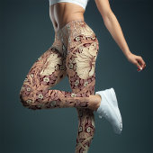 Leggings Yoga Dusty Rose William Morris à deux tons