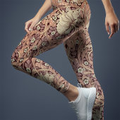Leggings Yoga Dusty Rose William Morris à deux tons