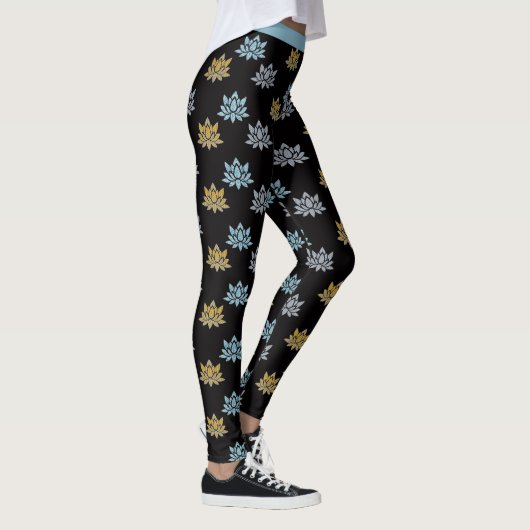Leggings Yoga Lotus Flower Blue Grey Gold (Droite)