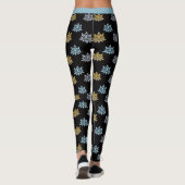 Leggings Yoga Lotus Flower Blue Grey Gold (Dos)