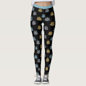 Leggings Yoga Lotus Flower Blue Grey Gold (Devant)