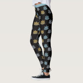 Leggings Yoga Lotus Flower Blue Grey Gold (Gauche)