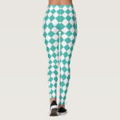 Leggings Yoga mignon Teal et motif blanc de diamant (Dos)