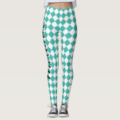 Leggings Yoga mignon Teal et motif blanc de diamant (Devant)