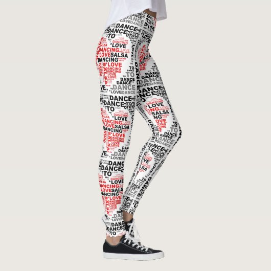 Leggings Yoga Pants Aimer Salsa Danser Coeur Rouge (Droite)