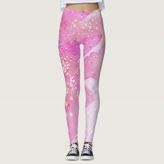 Leggings *~* Yoga Pilates Aquarelle Parties scintillant ros (Devant)