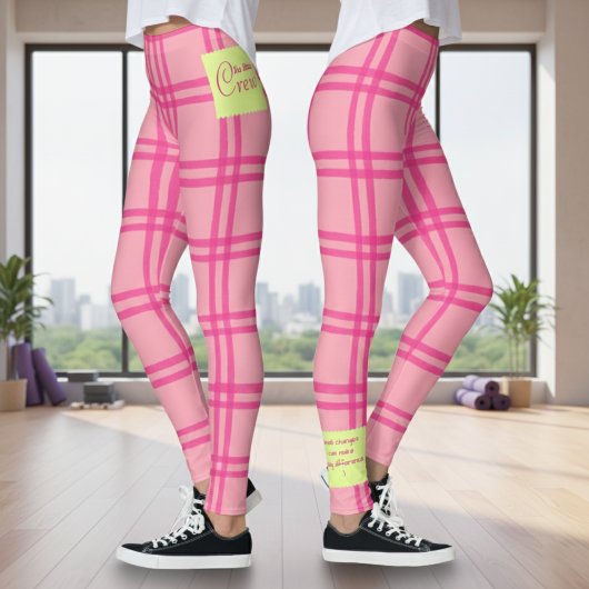 Leggings Yoga Pilates Barre Jiu Jitsu Customised Pink Check