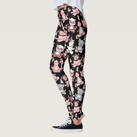 Leggings Yoga poses pattern | Yoga seamless pattern 55 (Gauche)