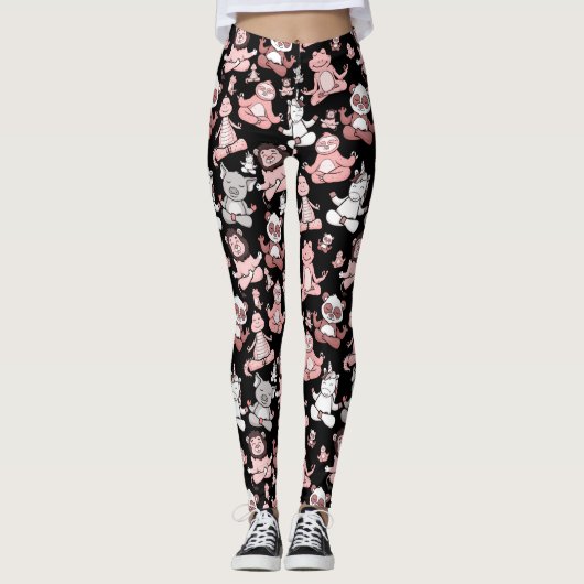 Leggings Yoga poses pattern | Yoga seamless pattern 55 (Devant)