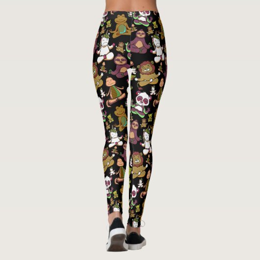 Leggings Yoga poses pattern | Yoga seamless pattern 57 (Dos)