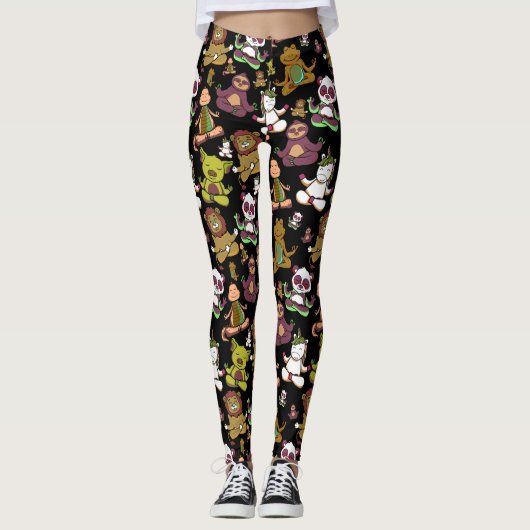 Leggings Yoga poses pattern | Yoga seamless pattern 57 (Devant)