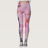 Leggings Yoga rose et noir (Devant)