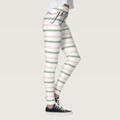 Leggings Yoga rose et vert rayures Respire (Droite)