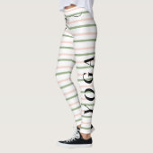 Leggings Yoga rose et vert rayures Respire (Gauche)